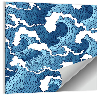Blue Wave Seamless Pattern Wall Art