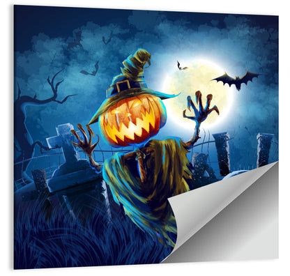 Moonlit Halloween Cemetery Wall Art