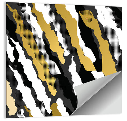 Retro 80s Diagonal Camouflage Pattern Wall Art