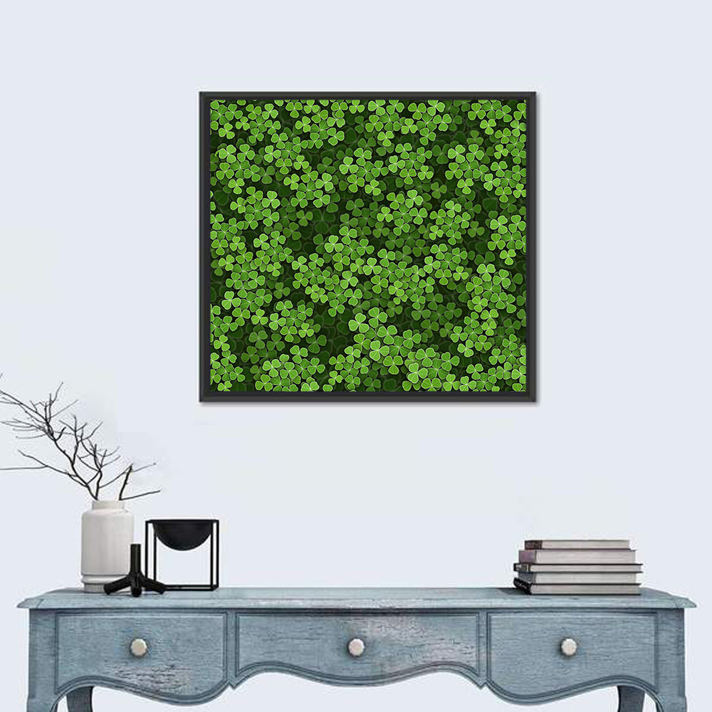 Emerald Shamrock Pattern Illustration Wall Art