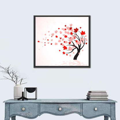Windblown Autumn Tree Illustration Wall Art