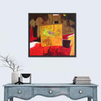 Geometric Abstract in Red and Yellow Wall Art