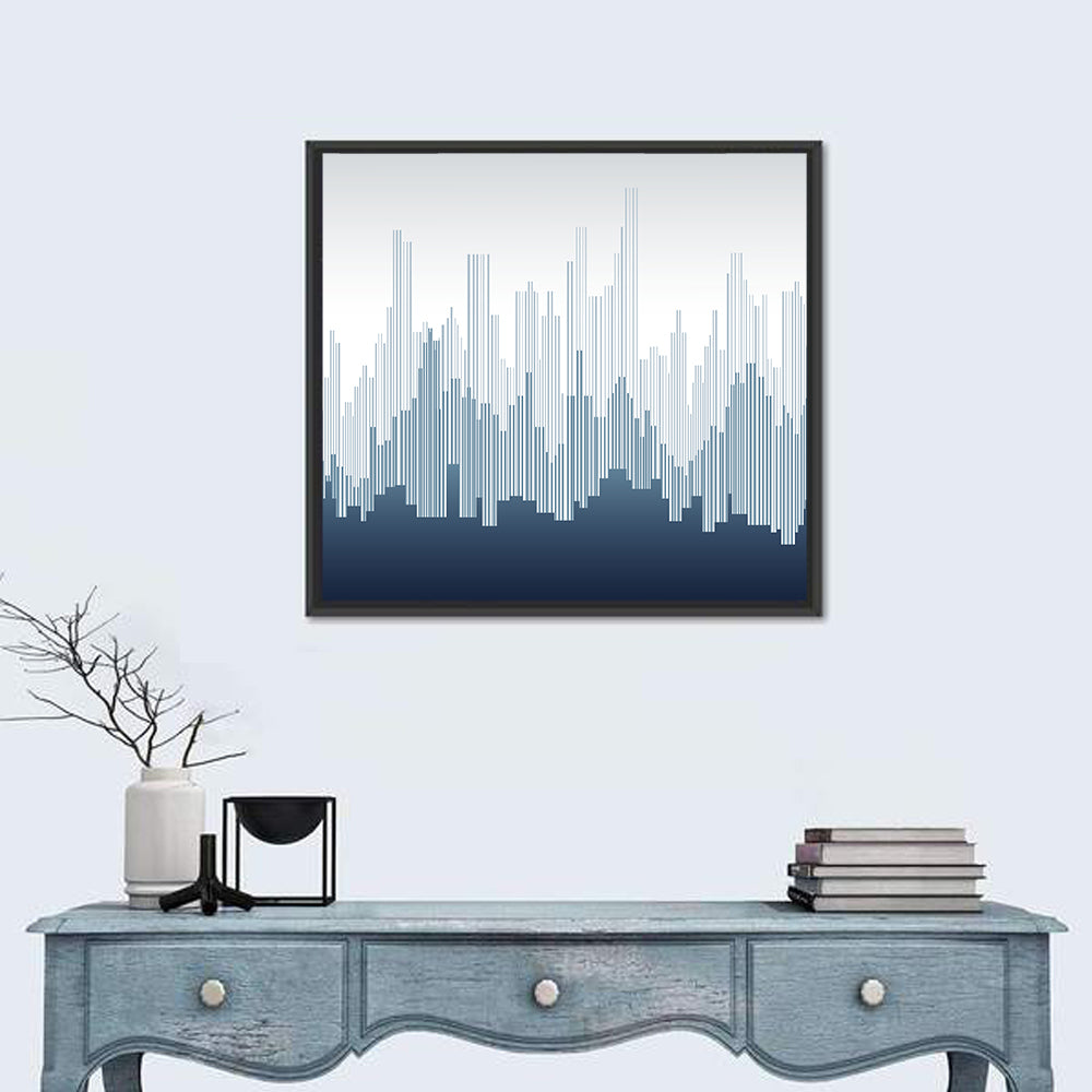 Abstract Blue City Skyline Wall Art