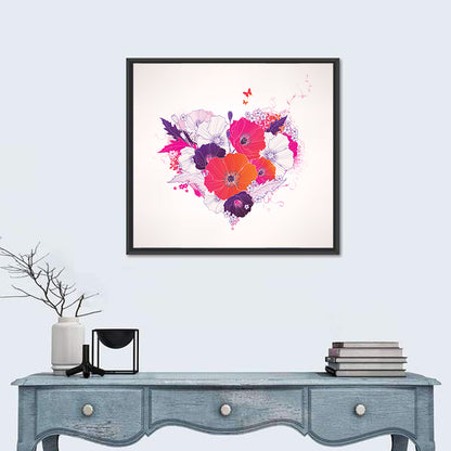Poppy Heart Illustration Wall Art