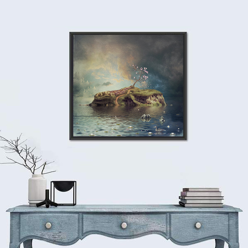 Cherry Blossom Island Reflection Wall Art