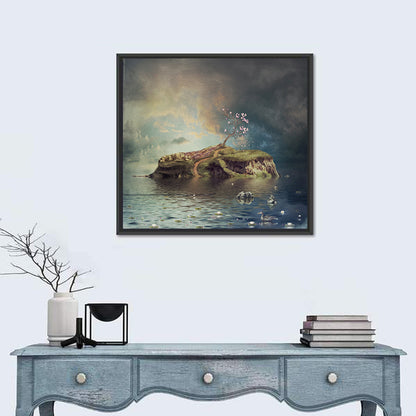 Cherry Blossom Island Reflection Wall Art