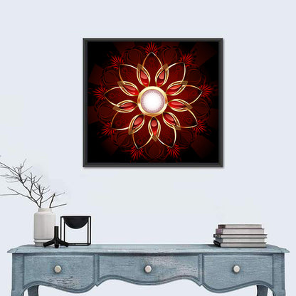 Ornamental Ruby Mandala Wall Art