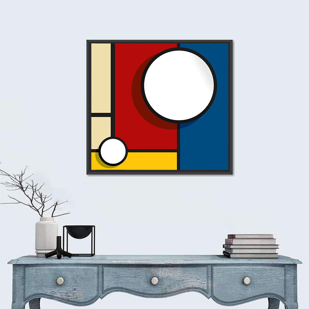 Bubble Grid Geometric Design Wall Art in a room, square