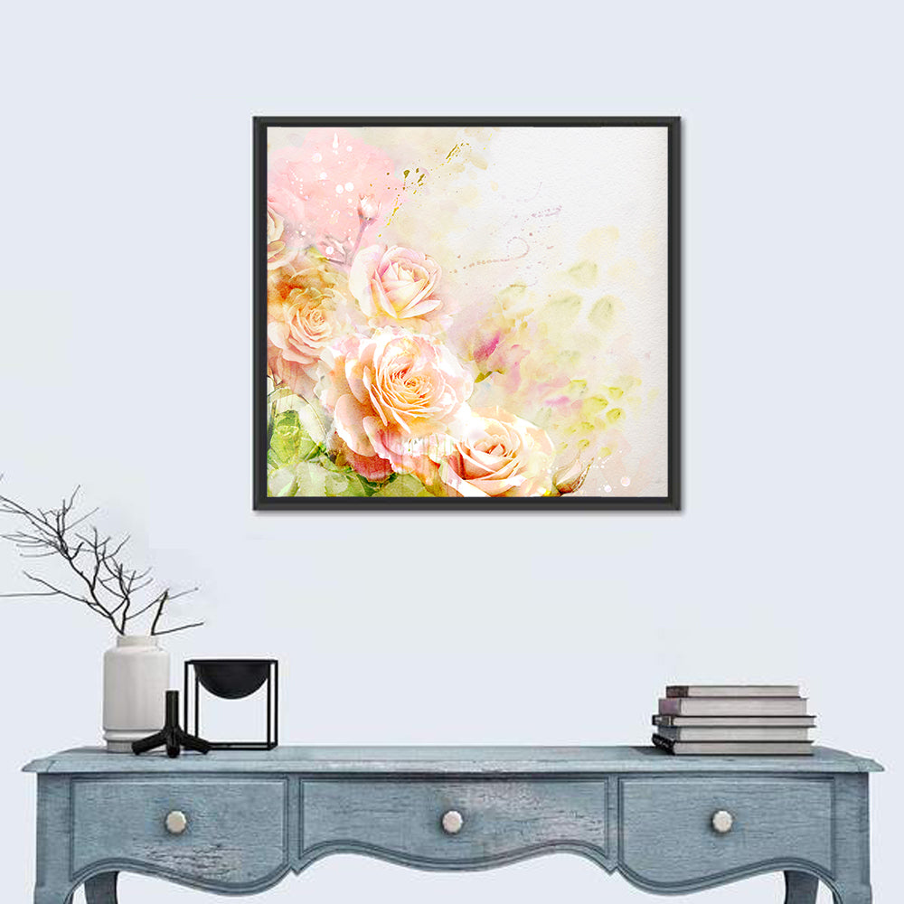 Romantic Watercolor Rose Cluster Wall Art