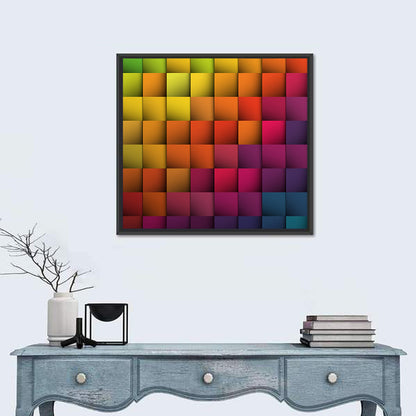 Vibrant Gradient Squares Grid Wall Art