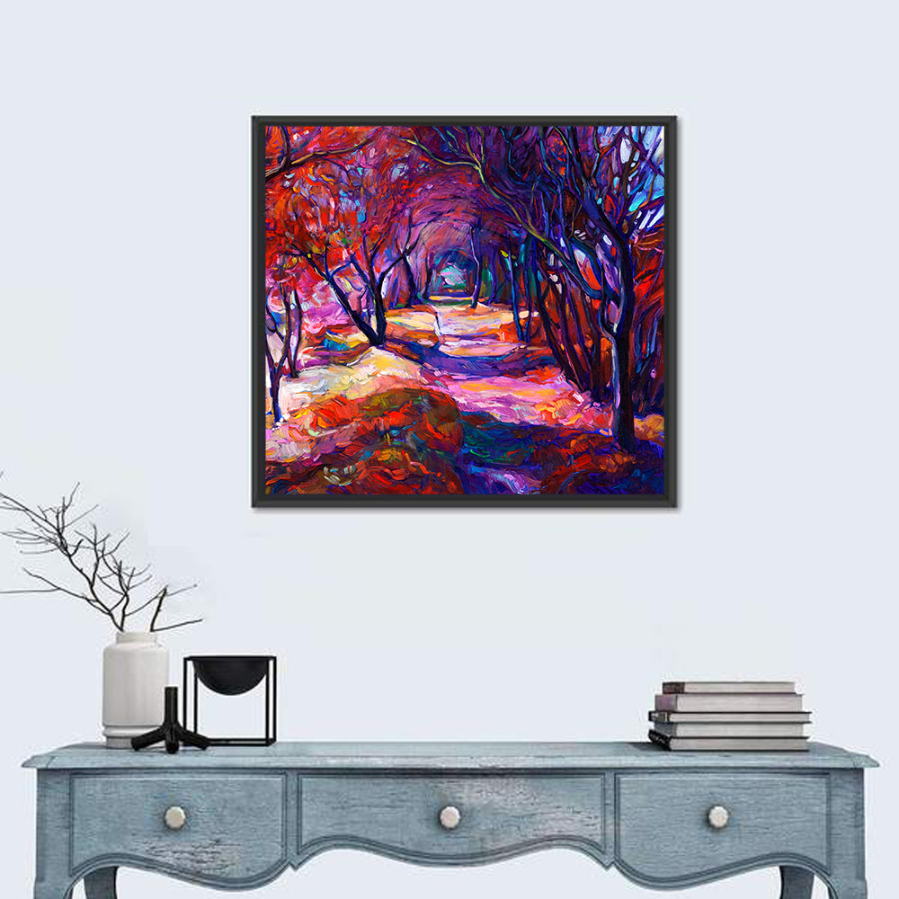 Autumn Woodland Path Oil Painting Wall Art
