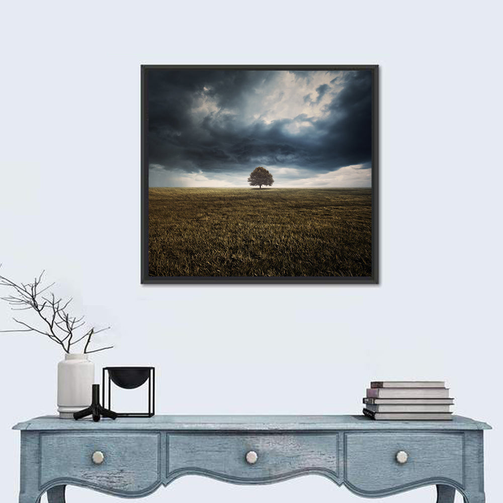 Lone Tree Under Storm Clouds Wall Art