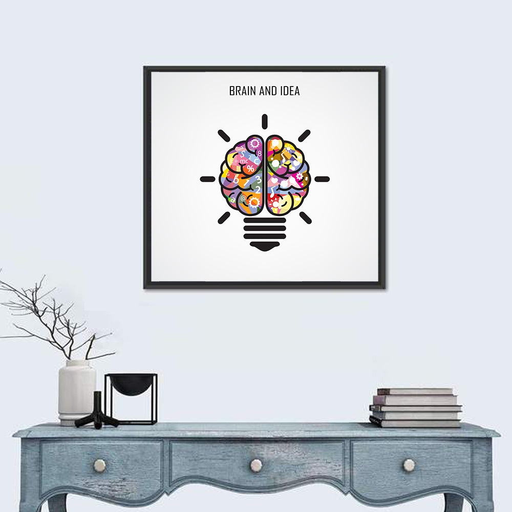 Split Brain Lightbulb Illustration Wall Art