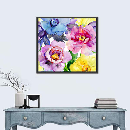 Vibrant Watercolor Floral Arrangement Wall Art