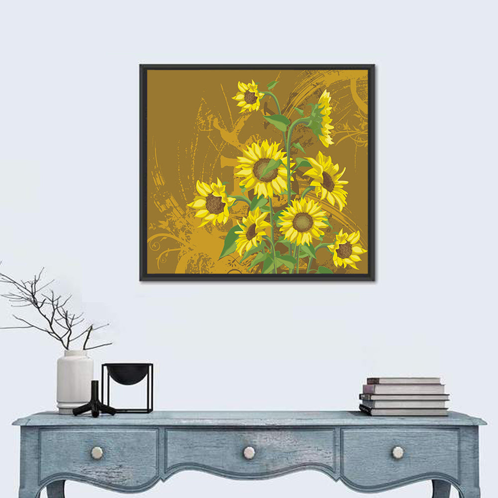 Sunflower Bunch Illustration Wall Art