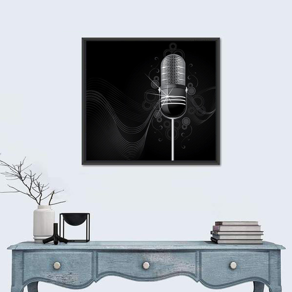 Vintage Studio Microphone Illustration Wall Art