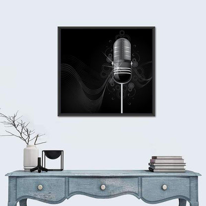 Vintage Studio Microphone Illustration Wall Art