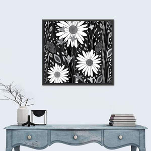 Monochrome Flowers Abstract Wall Art