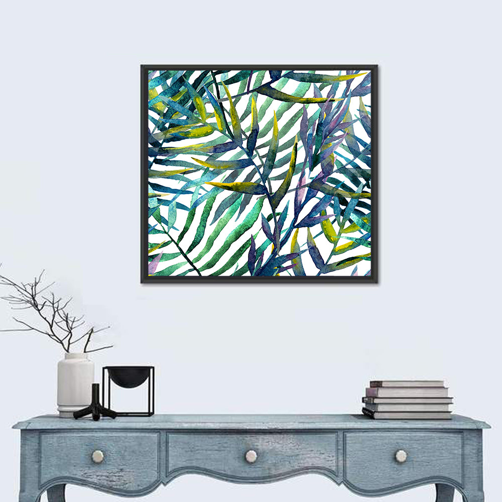 Watercolor Palm Stripe Pattern Wall Art
