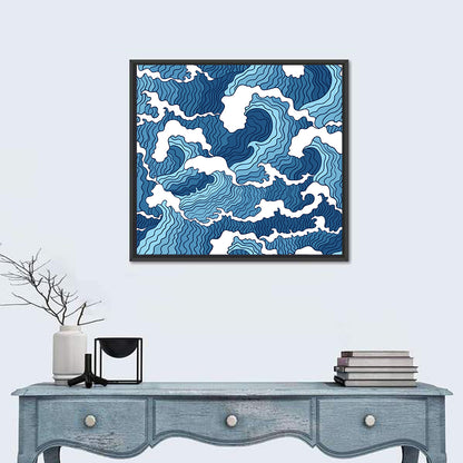 Blue Wave Seamless Pattern Wall Art