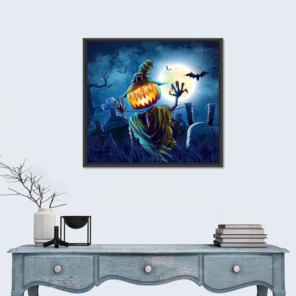 Moonlit Halloween Cemetery Wall Art