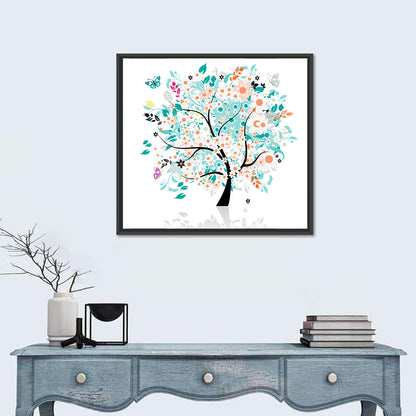 Whimsical Floral Tree Illustration Wall Art