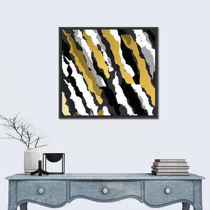 Retro 80s Diagonal Camouflage Pattern Wall Art