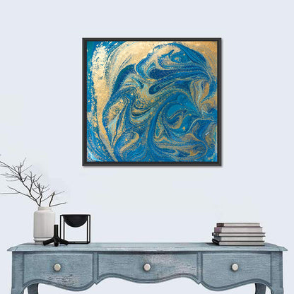 Hand Drawn Blue Marbling Texture Wall Art