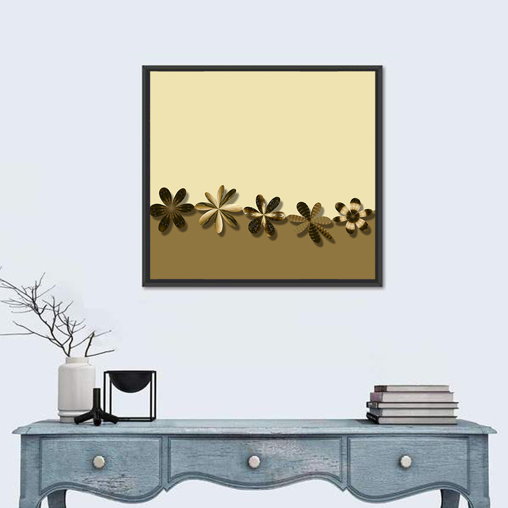 Brown Stylized Flowers Wall Art
