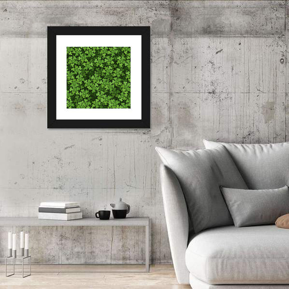 Emerald Shamrock Pattern Illustration Wall Art