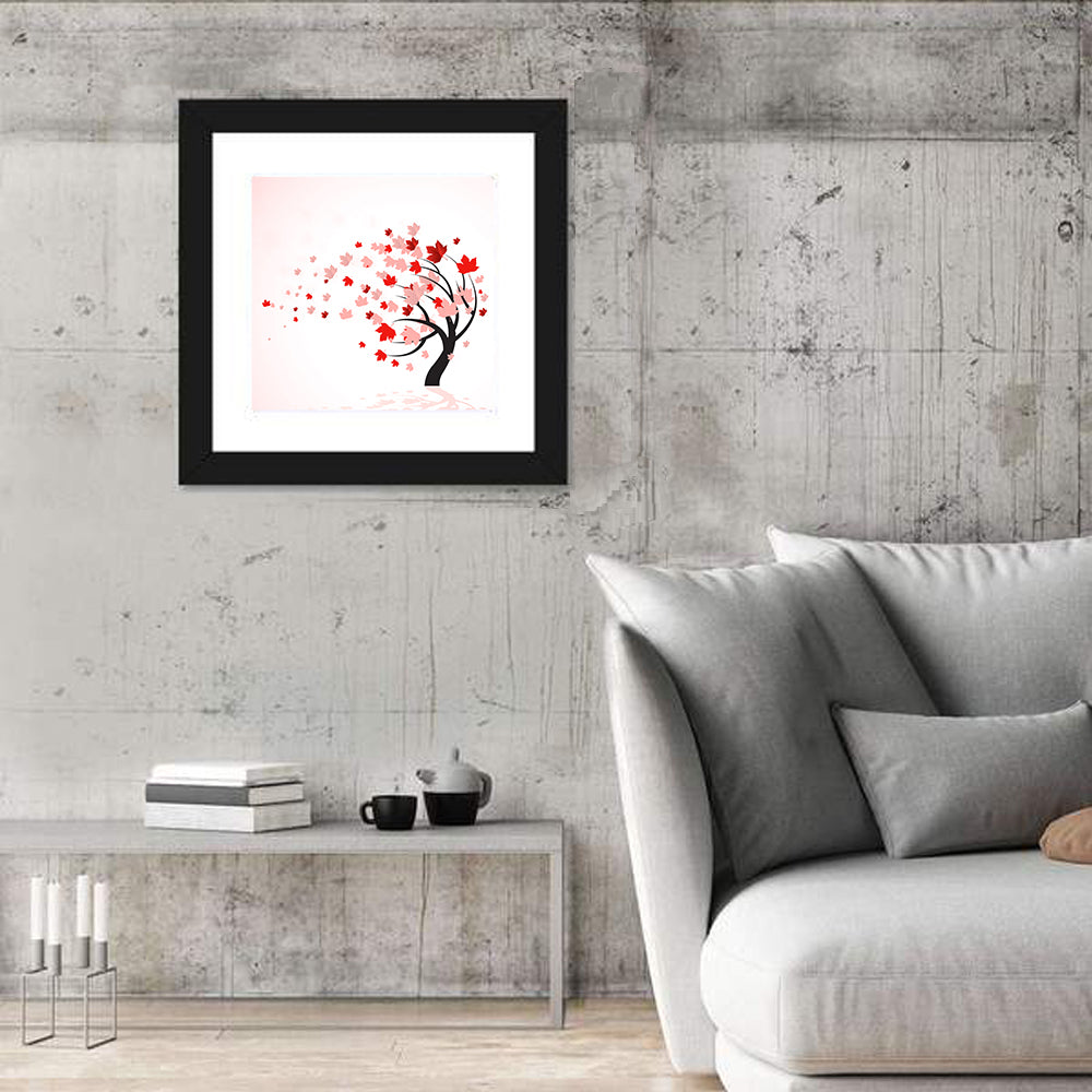 Windblown Autumn Tree Illustration Wall Art