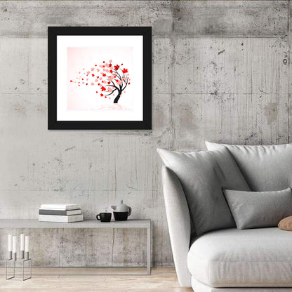Windblown Autumn Tree Illustration Wall Art