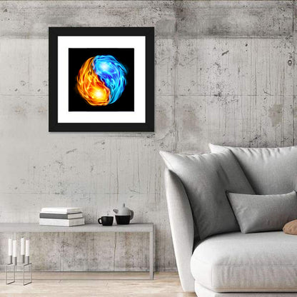 Flaming Yin Yang Symbol Wall Art