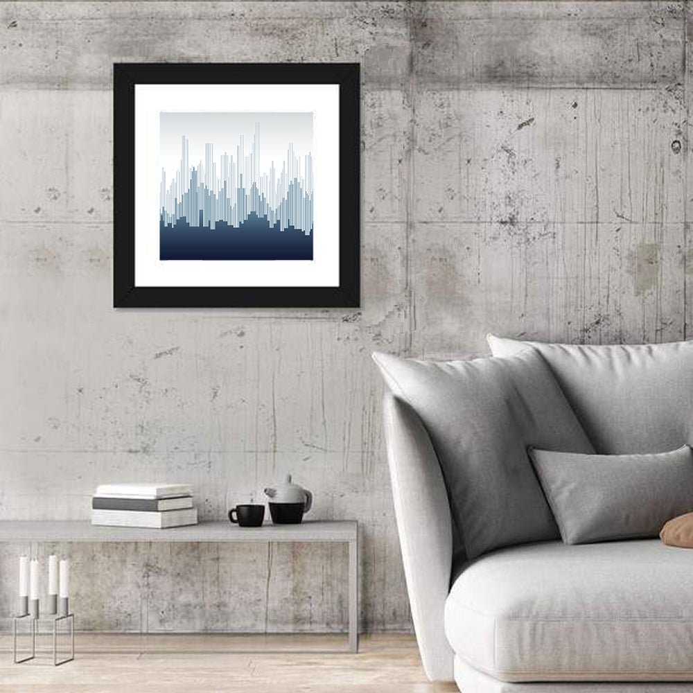 Abstract Blue City Skyline Wall Art