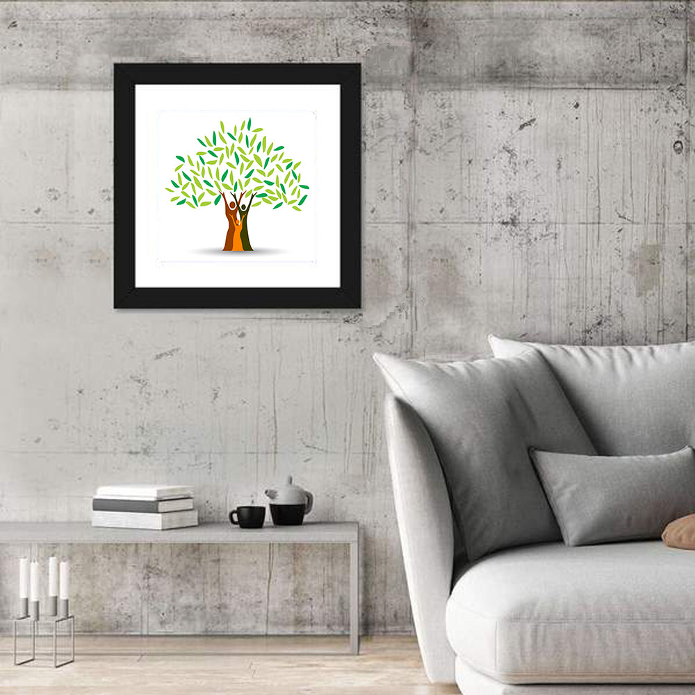 Family Tree Silhouette Illustration Wall Art in a room, square