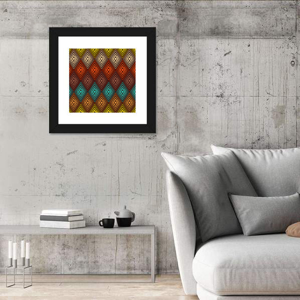 Diamond Dot Geometric Pattern Wall Art in a room, square
