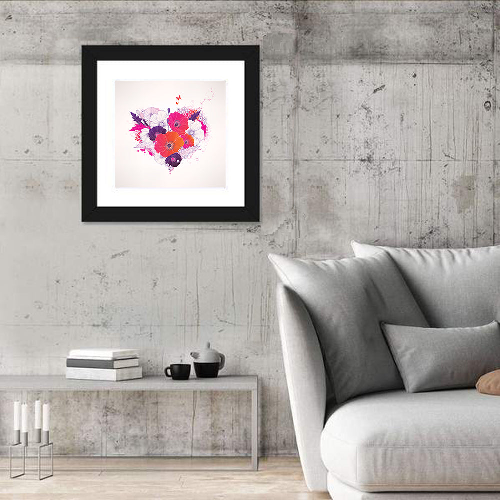 Poppy Heart Illustration Wall Art