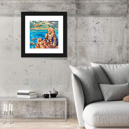 Cliffside Seascape with Perched Birds Wall Art
