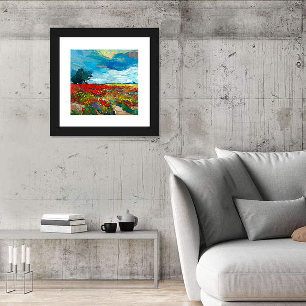 Poppy Field with Lone Tree Wall Art