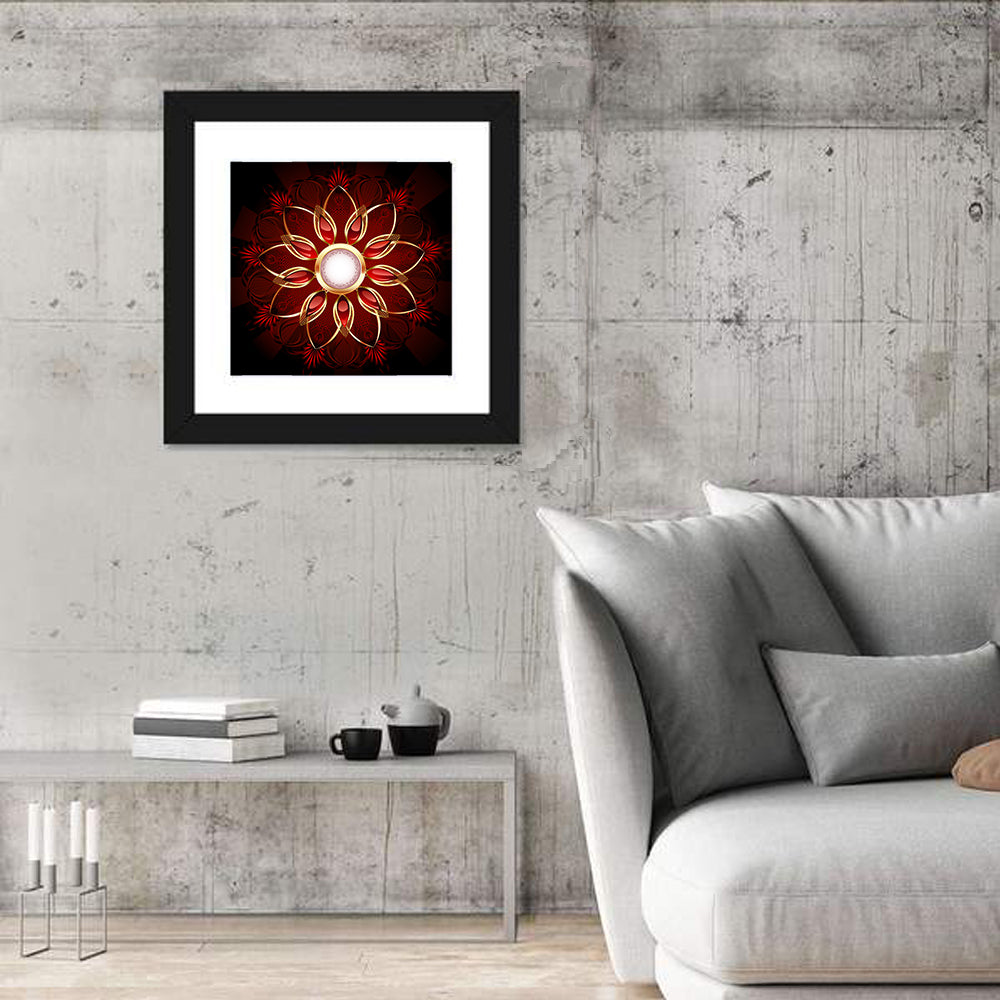 Ornamental Ruby Mandala Wall Art