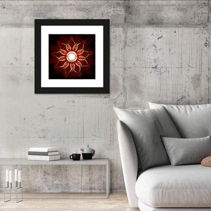 Ornamental Ruby Mandala Wall Art