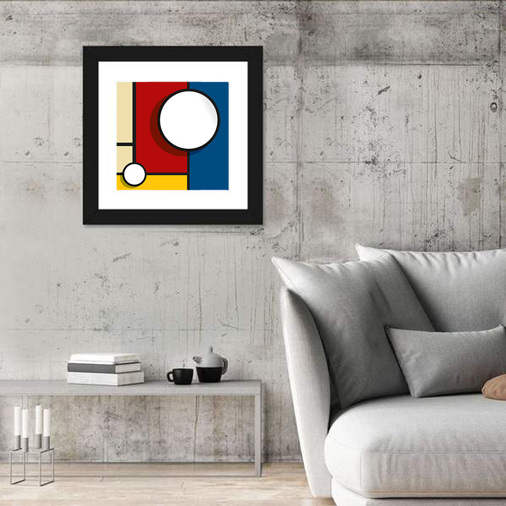 Bubble Grid Geometric Design Wall Art in a room, square