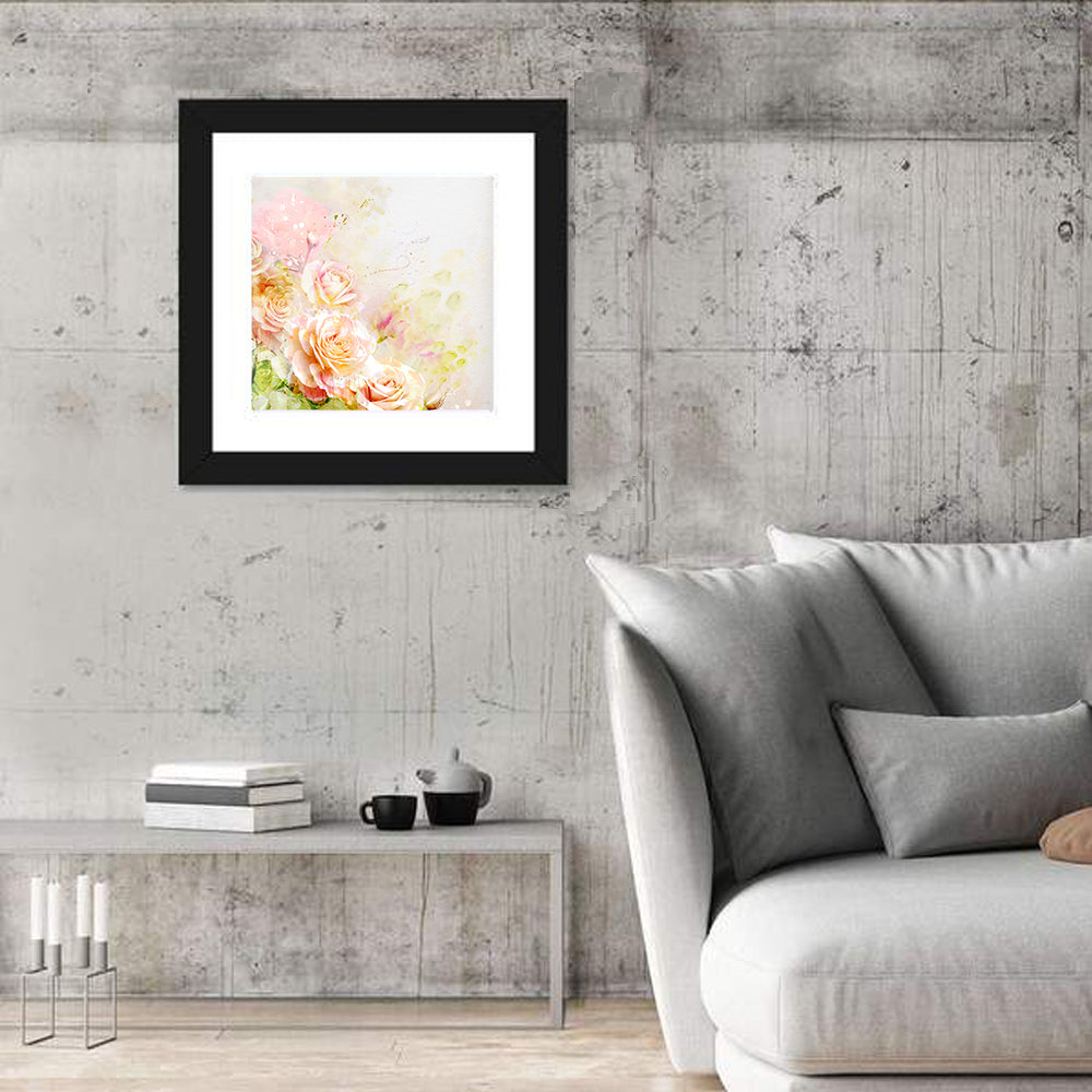 Romantic Watercolor Rose Cluster Wall Art