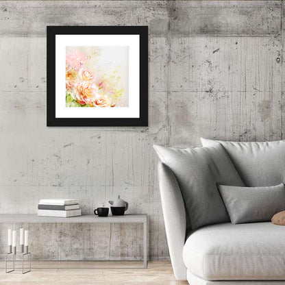 Romantic Watercolor Rose Cluster Wall Art