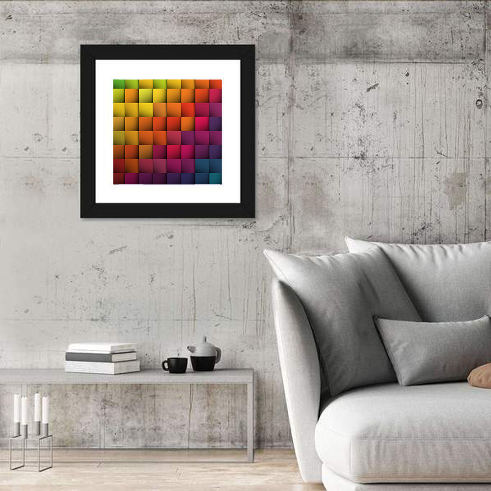 Vibrant Gradient Squares Grid Wall Art