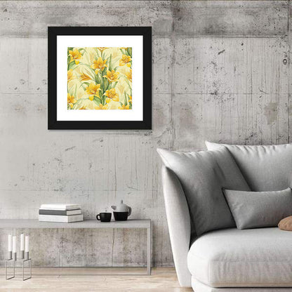 Hand-painted Yellow Lily Pattern Wall Art