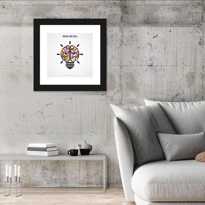 Split Brain Lightbulb Illustration Wall Art