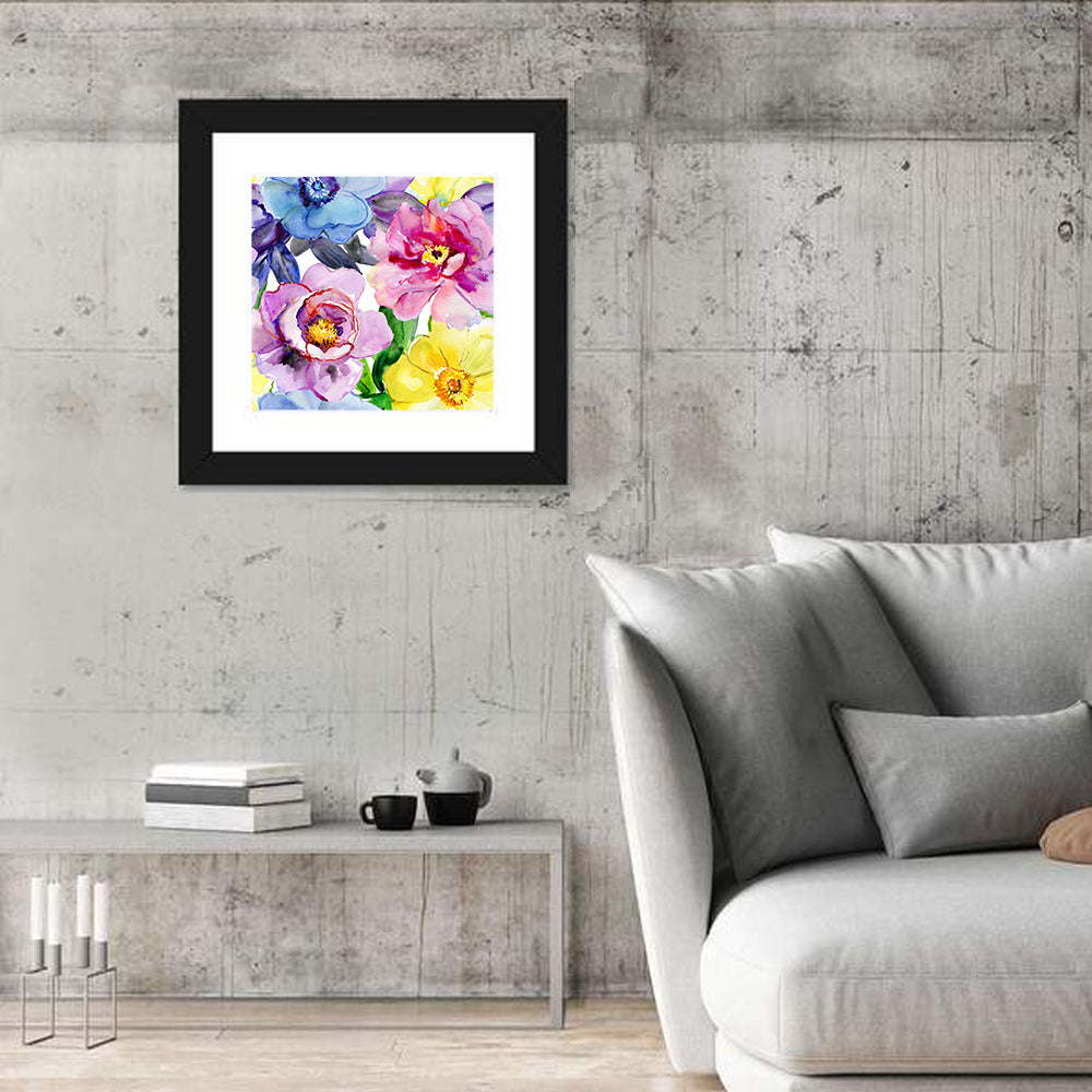 Vibrant Watercolor Floral Arrangement Wall Art
