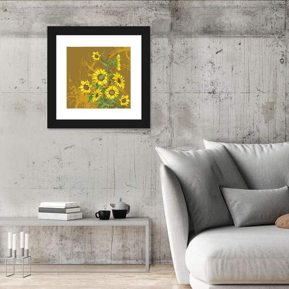 Sunflower Bunch Illustration Wall Art