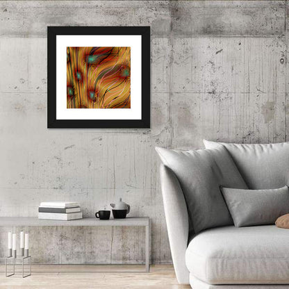 Wavy Teal and Orange Abstract Wall Art